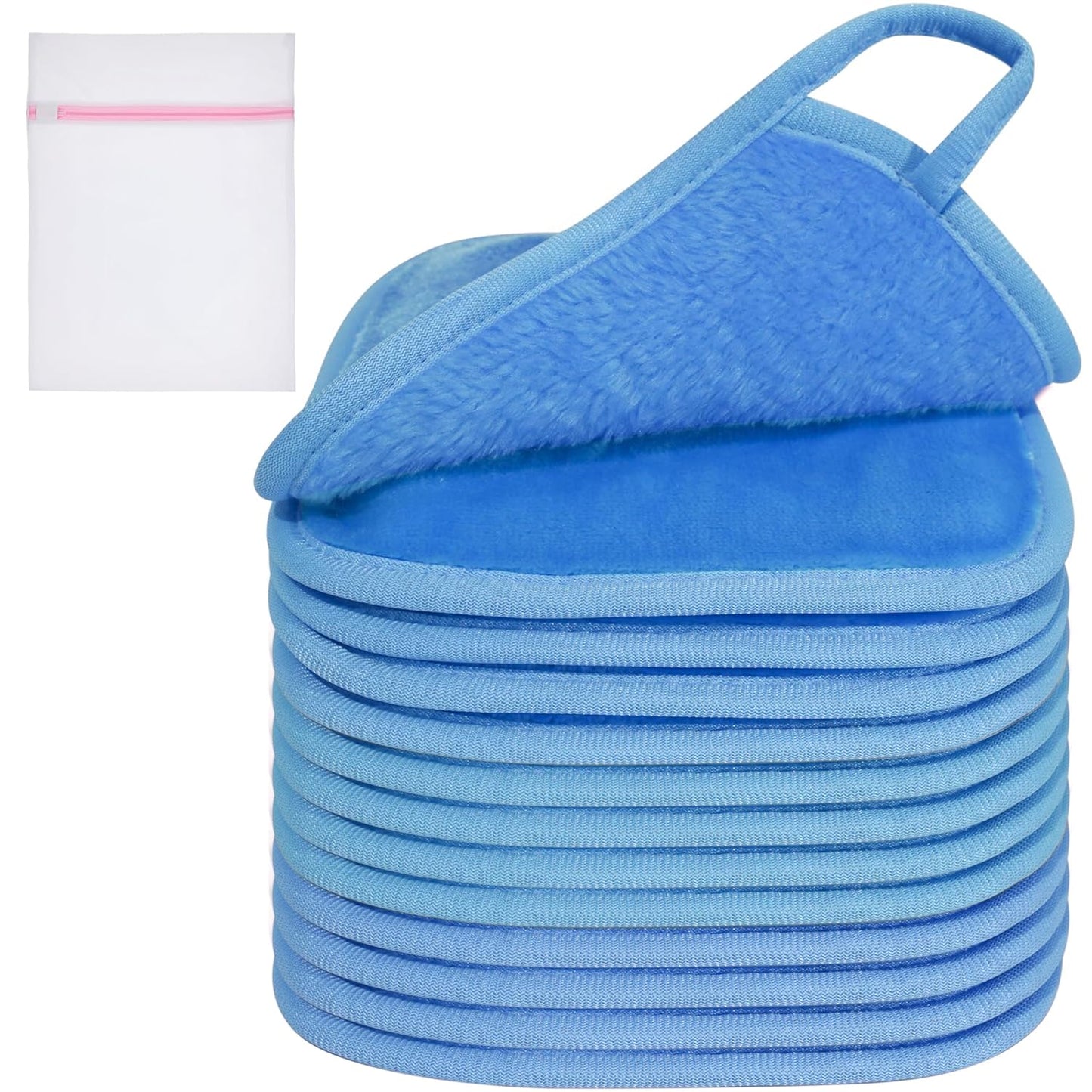 KODAMO Makeup Remover Cloths | 12 Pack Reusable Makeup Remover Pads with Travel Bag | Soft, Hypoallergenic, Eco-Friendly Microfiber Face Wash Cloths | Removes Makeup with Just Water | 6” x 6”