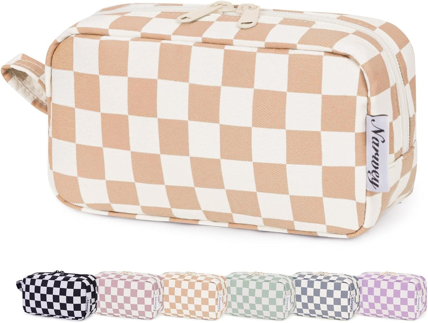 β¨ Checkered Makeup Bag β Travel-Ready & Cute AF (Various colors Large/Small)
