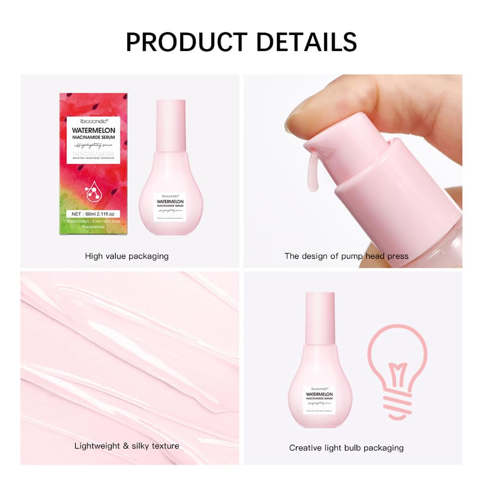 πWatermelon Niacinamide Moisturizing Serum β Hydrating & Brightening Face Serum (2 Pcs)