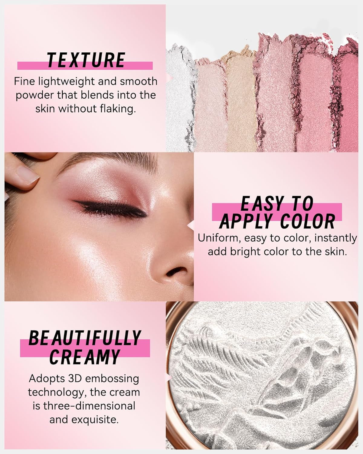 Baked Highlighter Blush Powder Palette – 2-in-1 Rose Glow Face Makeup (0.38 oz)