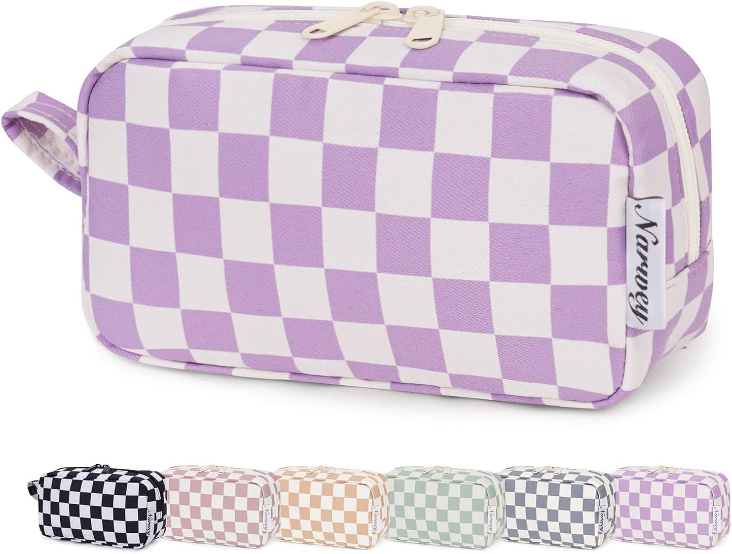 β¨ Checkered Makeup Bag β Travel-Ready & Cute AF (Various colors Large/Small)
