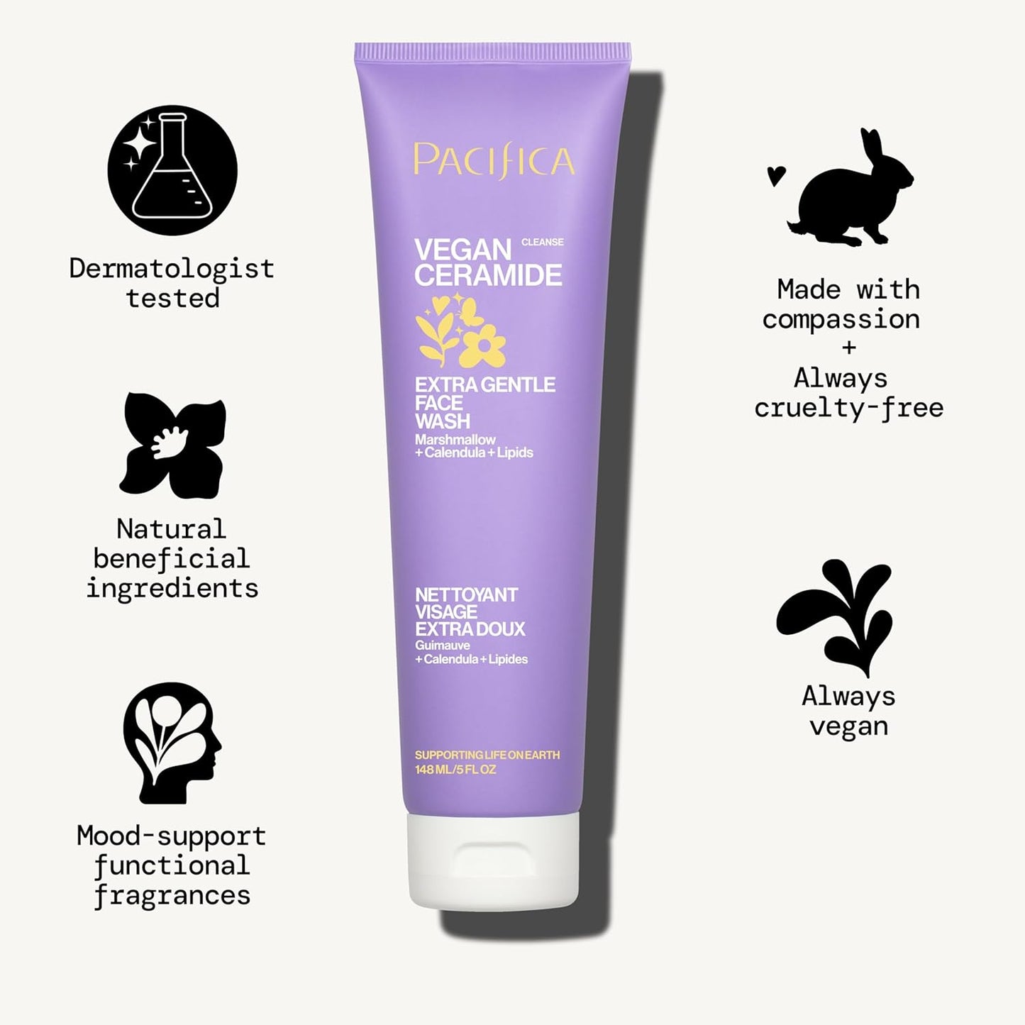 ✨ Pacifica Sensitive Skin Vegan Ceramide Barrier Repair Face Wash (Scented or Unscented)