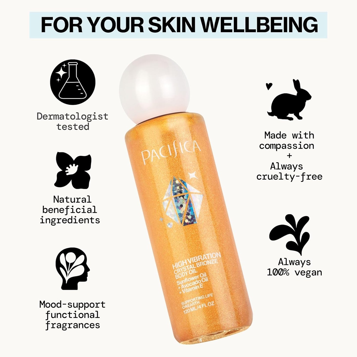Pacifica Bronzing Body Oil – Shimmering Hydrating Illuminator for a Natural Sun-Kissed Glow | 4 Fl Oz | Clean, Vegan & Cruelty-Free | Available in 3 Luxe Variants