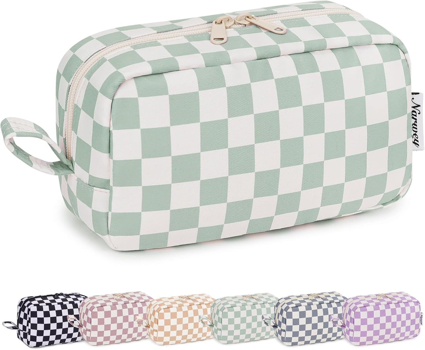 β¨ Checkered Makeup Bag β Travel-Ready & Cute AF (Various colors Large/Small)
