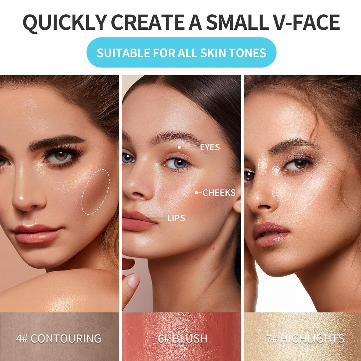 ✨ 3 Pcs Contour Stick Makeup Kit + Bonus Beauty Brush