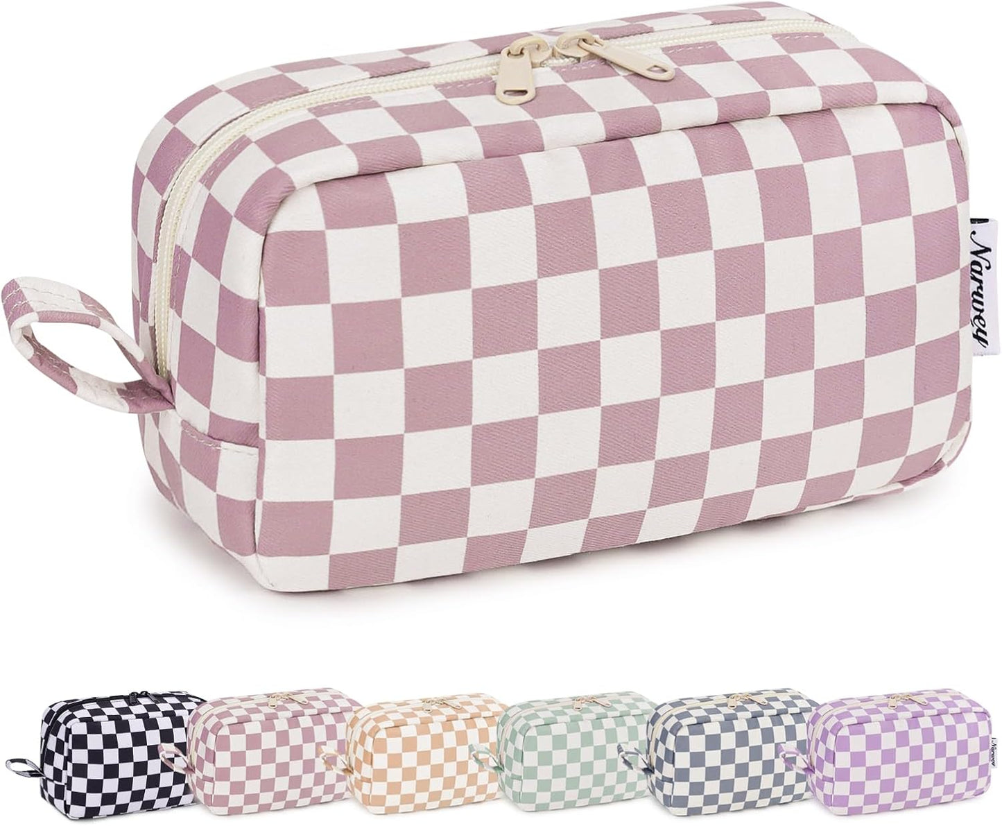 β¨ Checkered Makeup Bag β Travel-Ready & Cute AF (Various colors Large/Small)