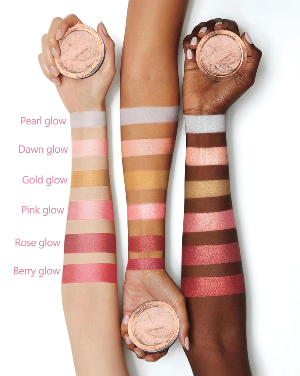 Baked Highlighter Blush Powder Palette – 2-in-1 Rose Glow Face Makeup (0.38 oz)