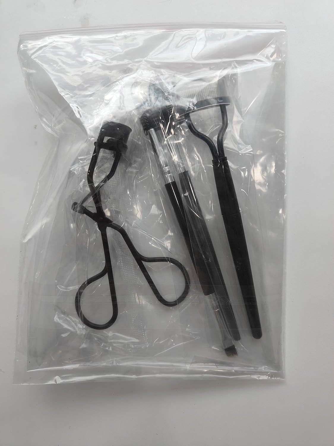 4-Piece Eyelash & Eyebrow Grooming Set – Lash Curler, Dual-Ended Brow Brush, Lash Comb & Separator (Black)