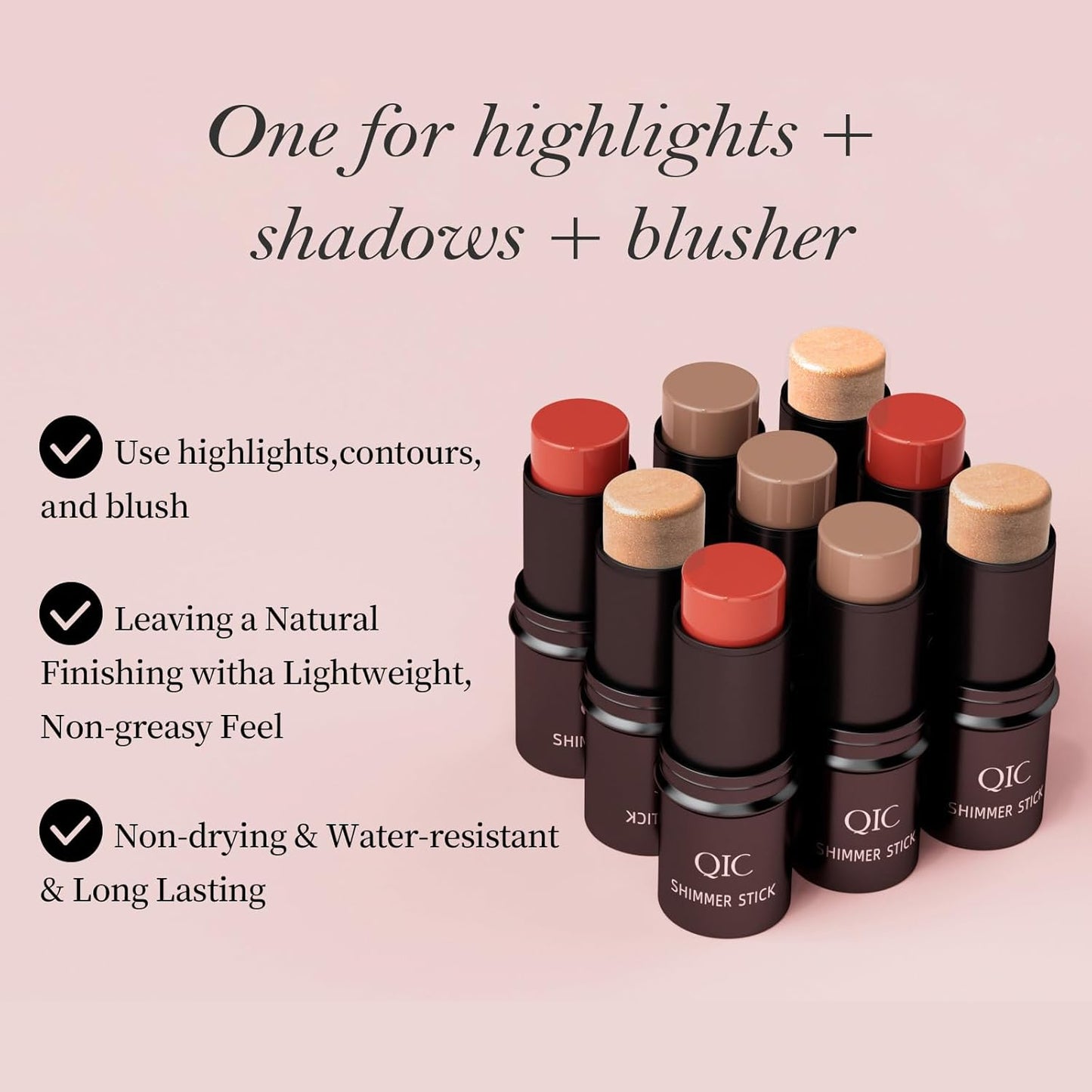 ✨ 3 Pcs Contour Stick Makeup Kit + Bonus Beauty Brush