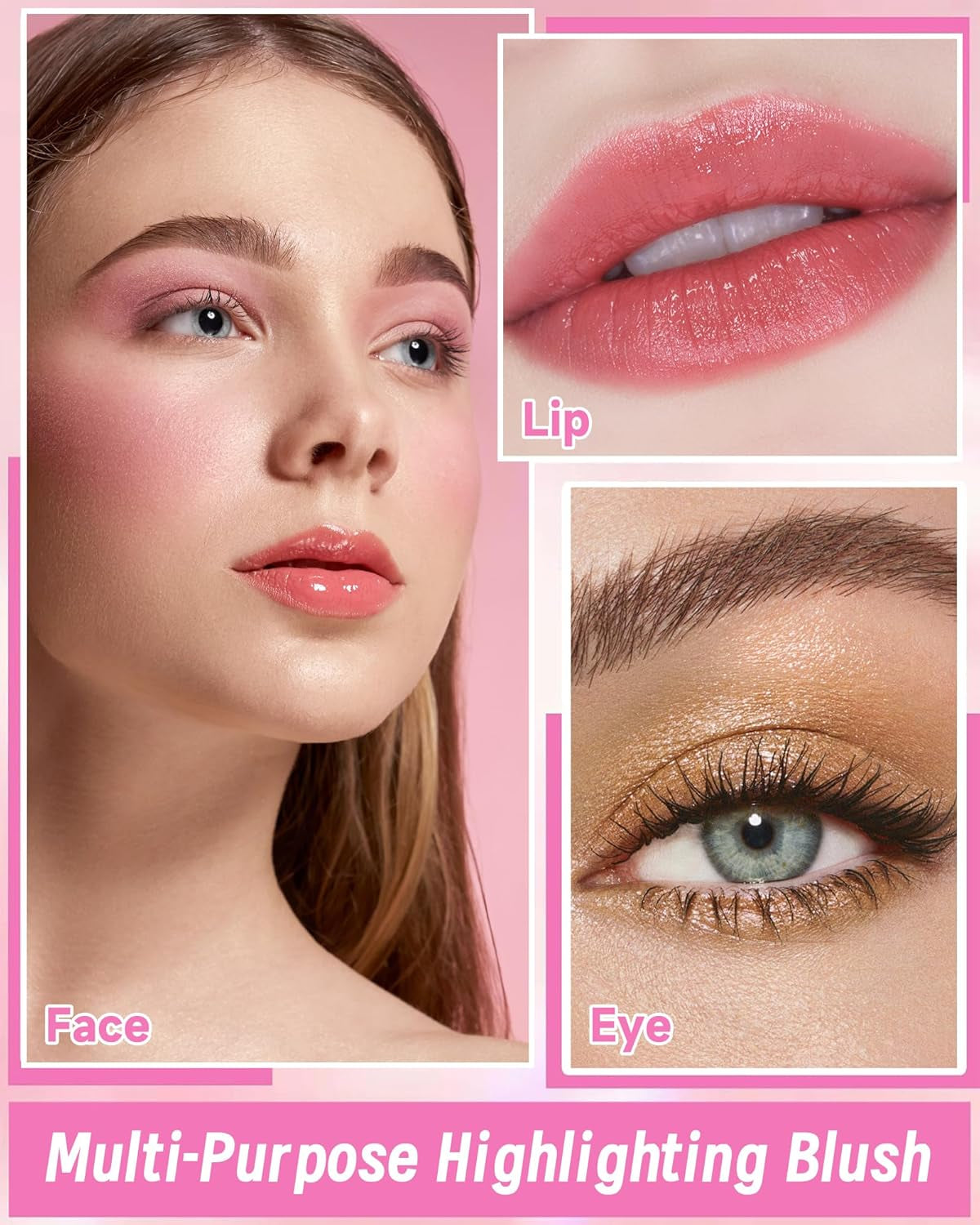 Baked Highlighter Blush Powder Palette – 2-in-1 Rose Glow Face Makeup (0.38 oz)