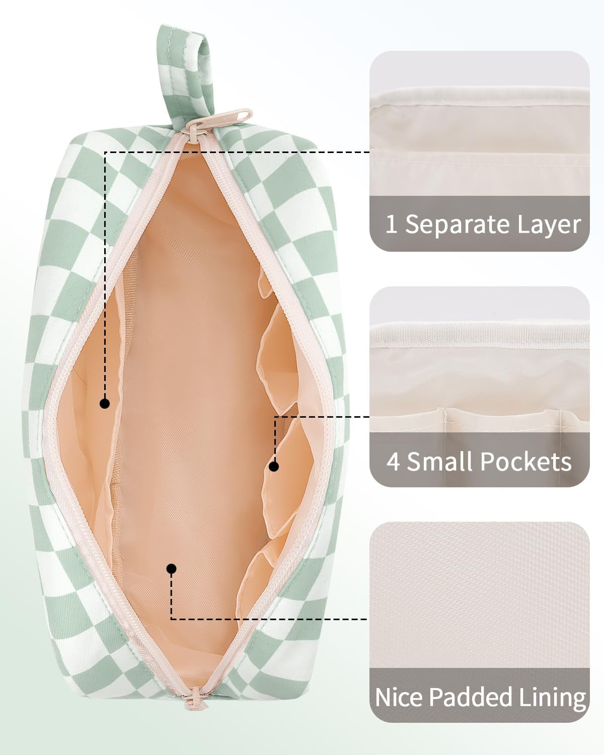 β¨ Checkered Makeup Bag β Travel-Ready & Cute AF (Various colors Large/Small)