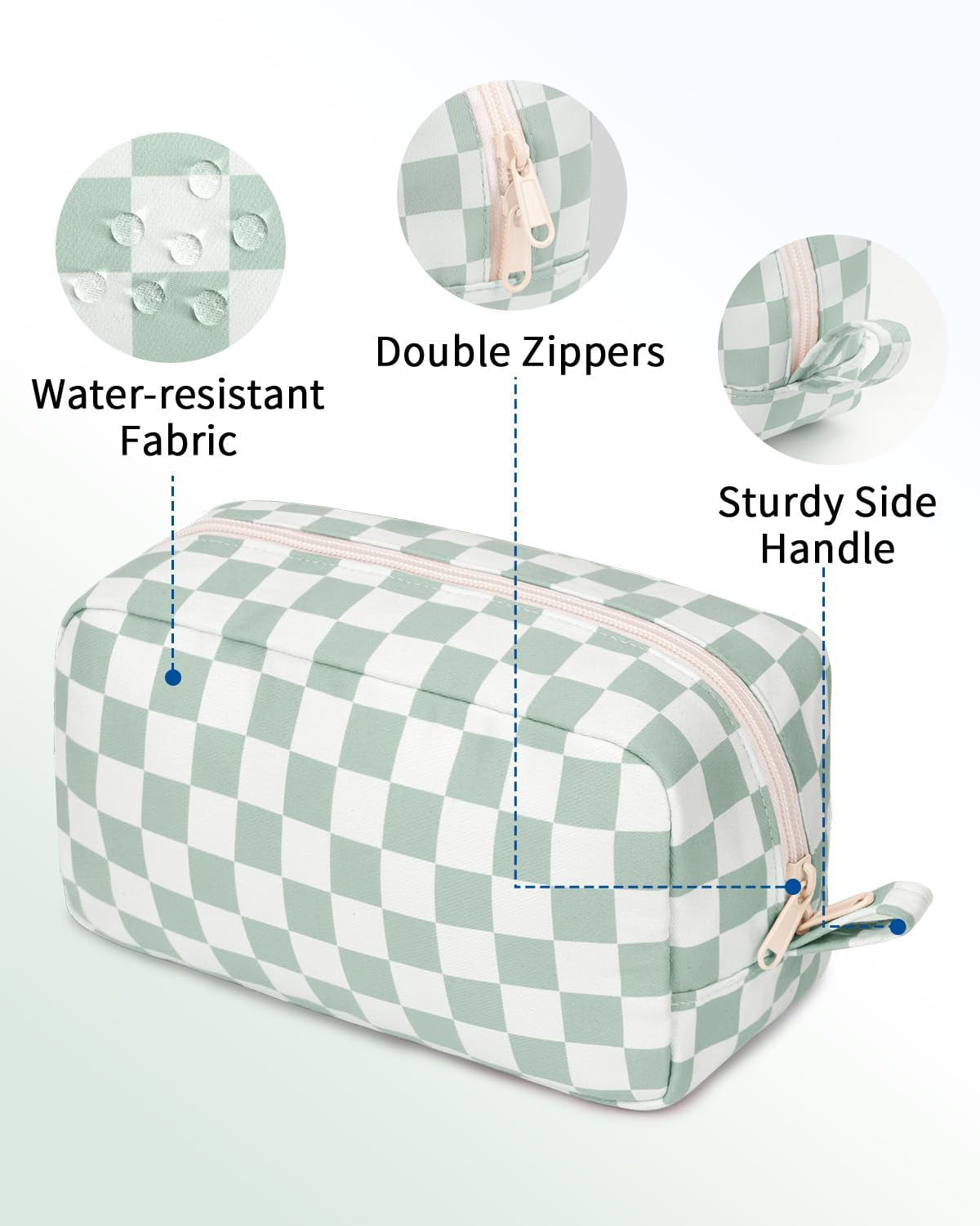 β¨ Checkered Makeup Bag β Travel-Ready & Cute AF (Various colors Large/Small)