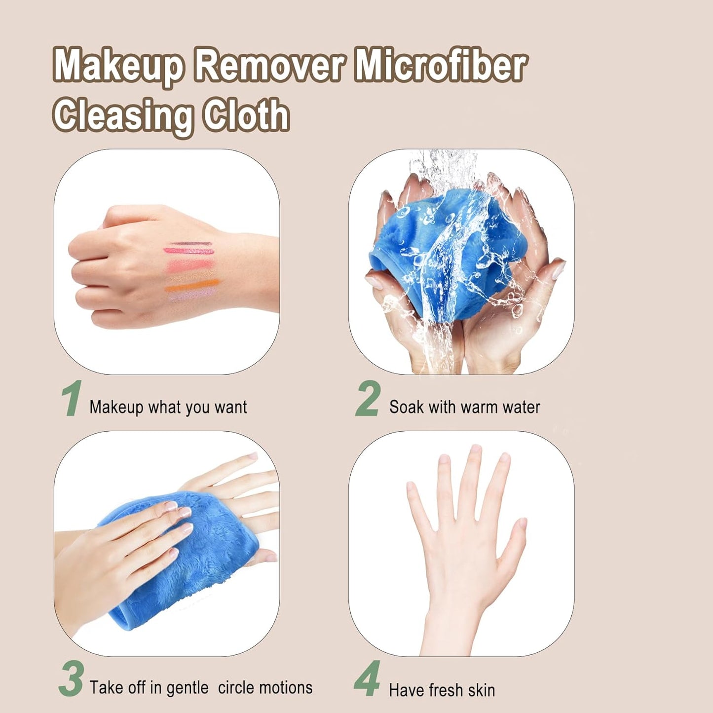KODAMO Makeup Remover Cloths | 12 Pack Reusable Makeup Remover Pads with Travel Bag | Soft, Hypoallergenic, Eco-Friendly Microfiber Face Wash Cloths | Removes Makeup with Just Water | 6” x 6”