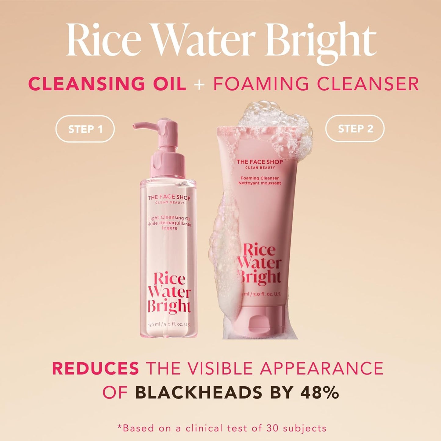 Rice Water Bright Double Cleansing Duo Set – Korean Skincare, Vegan, Hydrating & Pore-Perfecting