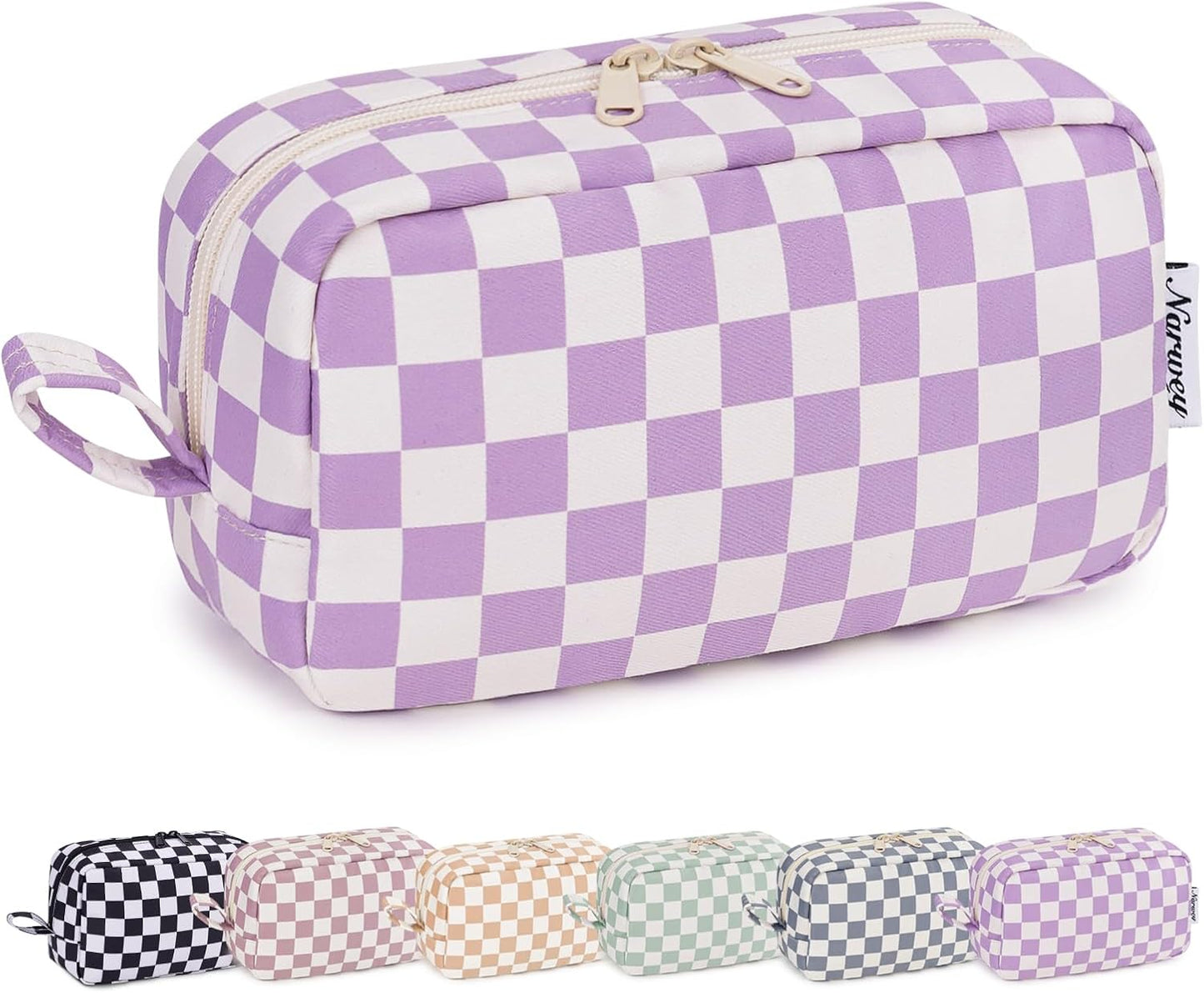 β¨ Checkered Makeup Bag β Travel-Ready & Cute AF (Various colors Large/Small)