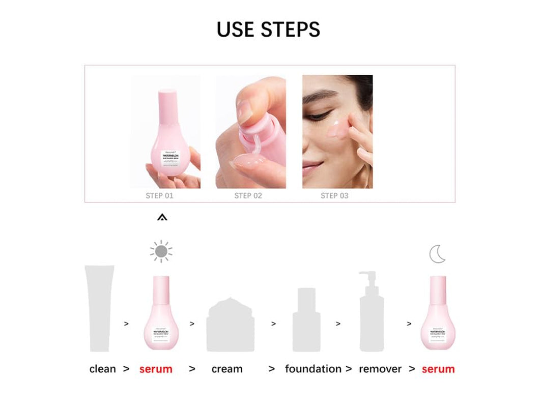 πWatermelon Niacinamide Moisturizing Serum β Hydrating & Brightening Face Serum (2 Pcs)