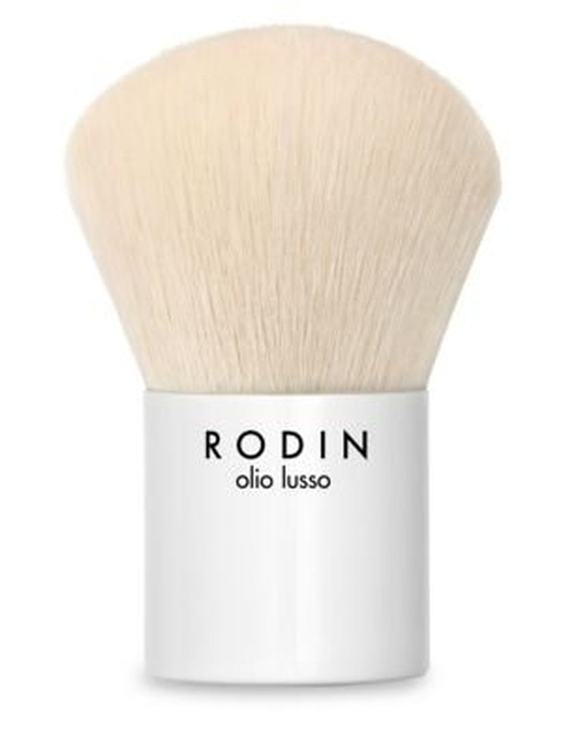 Luxury Kabuki Brush – White Cashmere Synthetic Bristles, High Gloss White Base, Ideal for Illuminating Powder Application