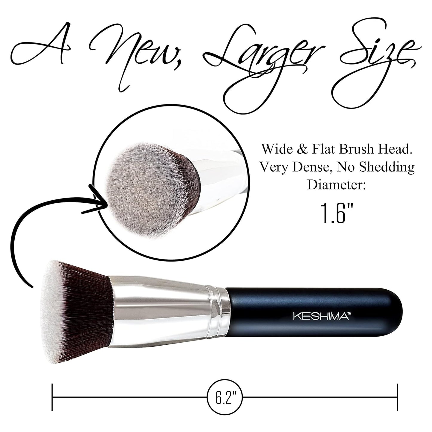 Keshima Large Flat Top Kabuki Foundation Brushes Bundle β Classic Black & Neon Purple, Premium Buffing & Blending Brushes for Liquid, Cream, and Powder Foundations (1.6β Top Diameter)