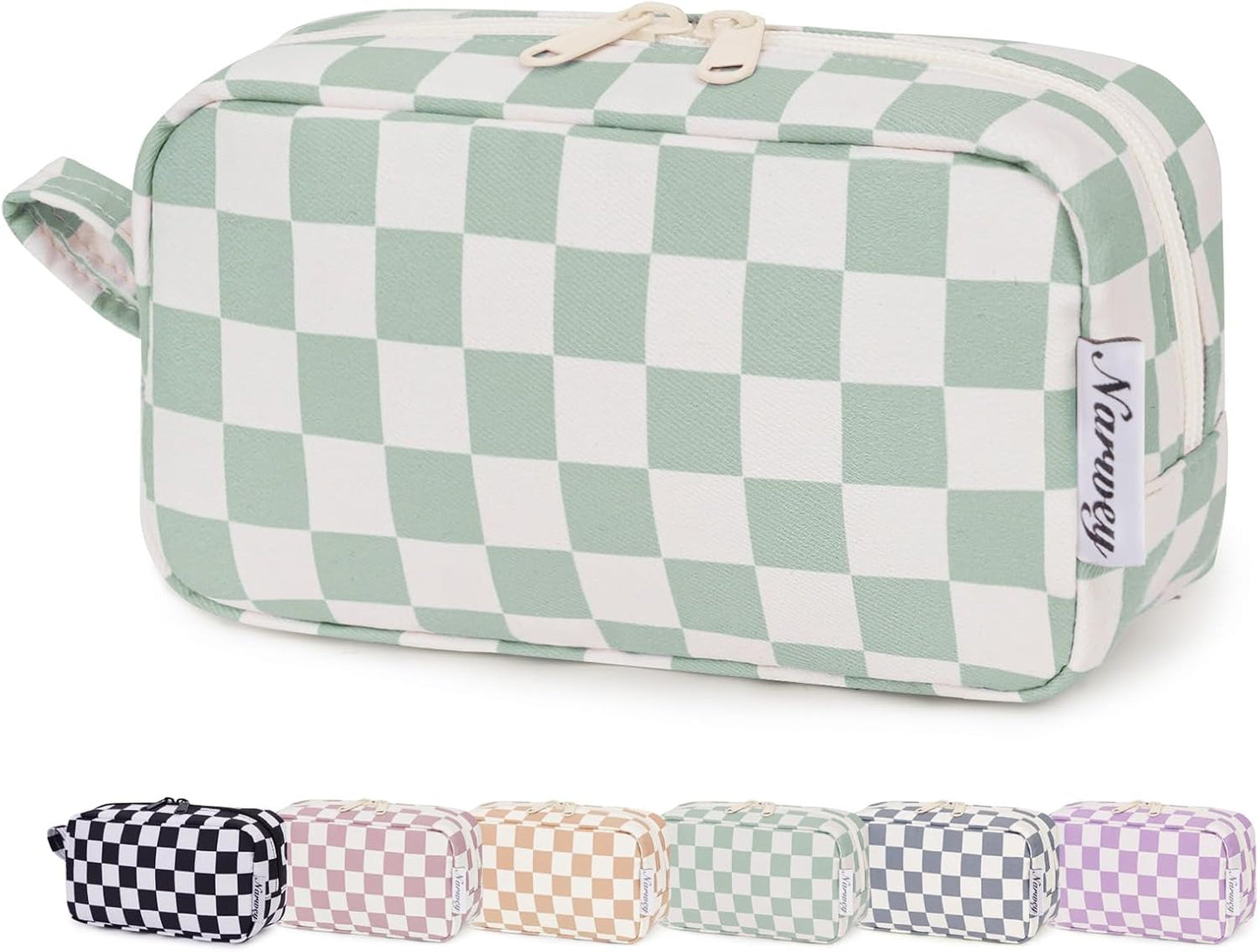 β¨ Checkered Makeup Bag β Travel-Ready & Cute AF (Various colors Large/Small)