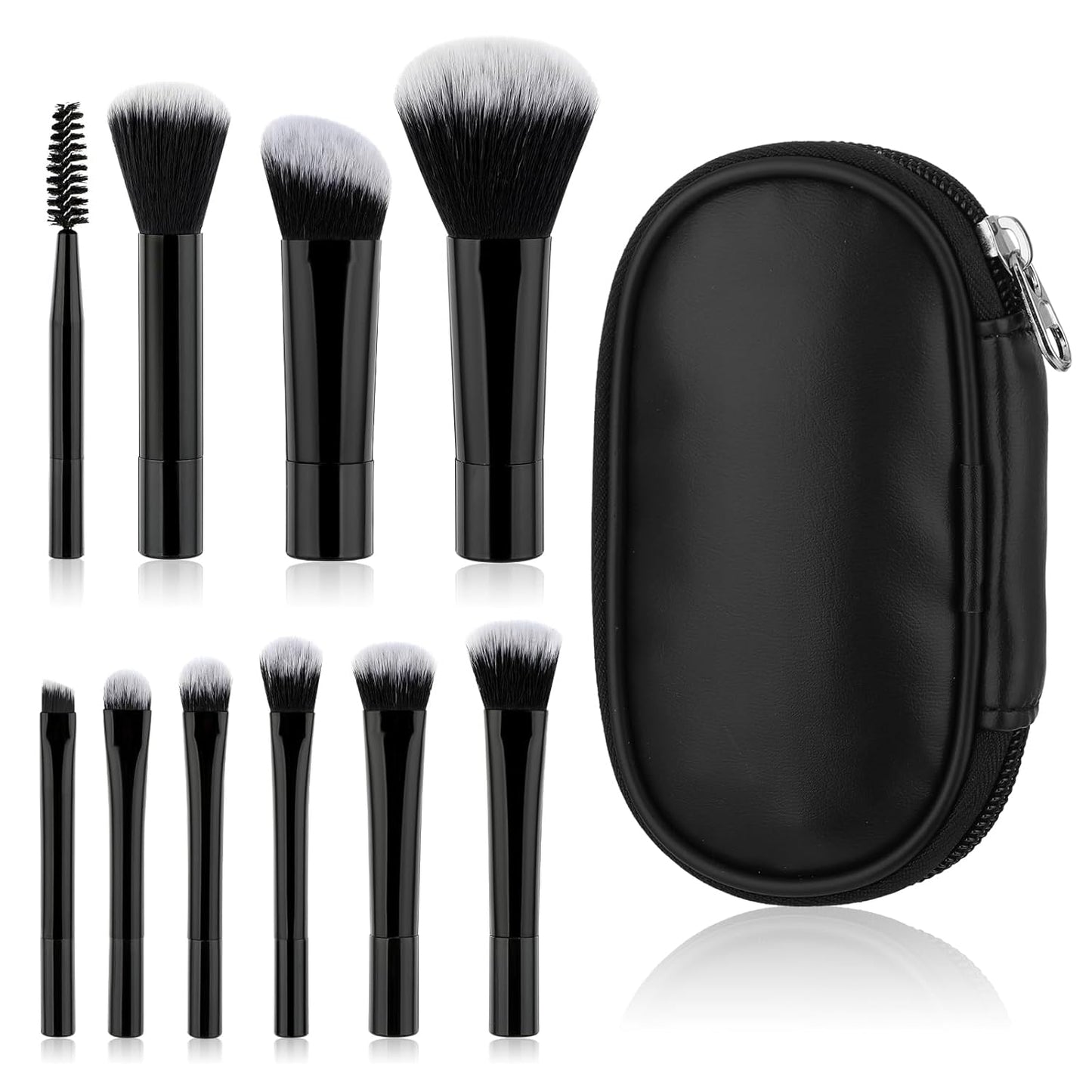 10-Piece Mini Travel Makeup Brush Set β Portable Professional Brushes with Pouch | Foundation, Blush, Powder, Eyeshadow & More | Compact & Colorful Design-3 Colors