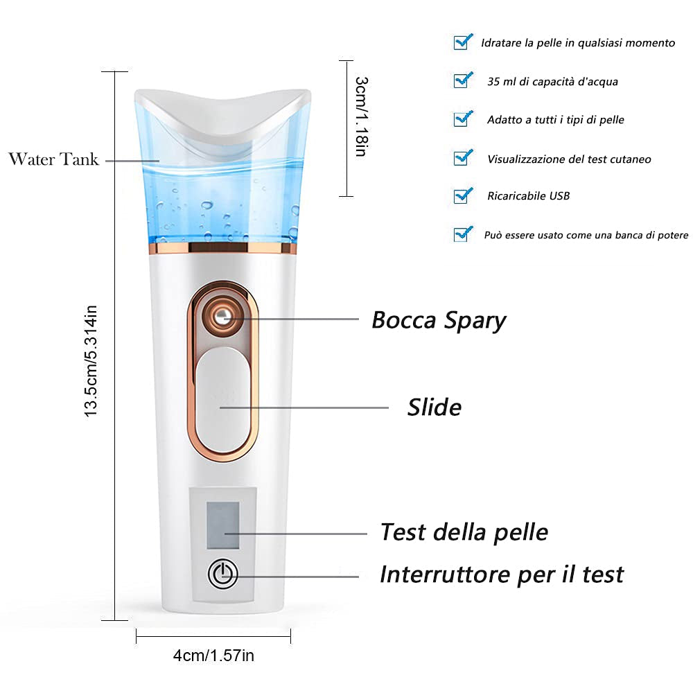 π¬οΈ Handy Nano Mist Sprayer with Skin Moisture Analyzer β 30ml