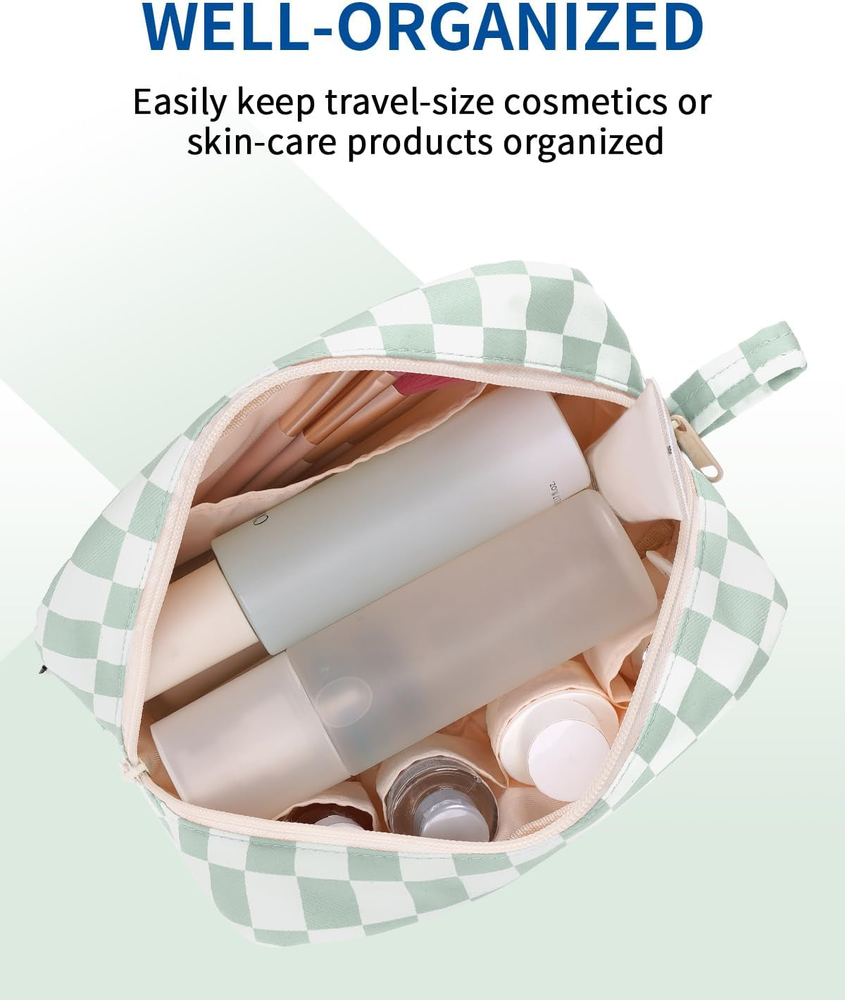 β¨ Checkered Makeup Bag β Travel-Ready & Cute AF (Various colors Large/Small)