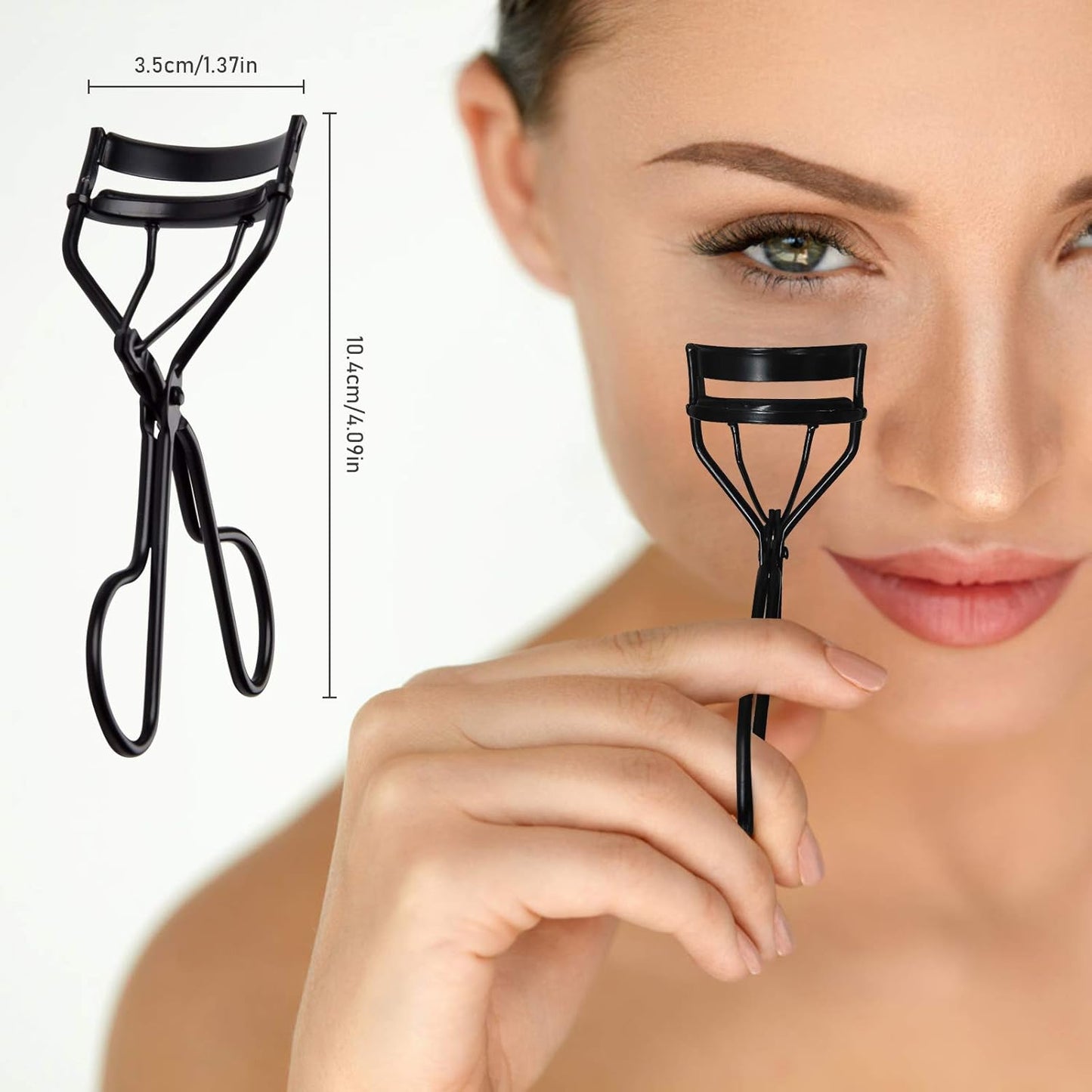 4-Piece Eyelash & Eyebrow Grooming Set – Lash Curler, Dual-Ended Brow Brush, Lash Comb & Separator (Black)
