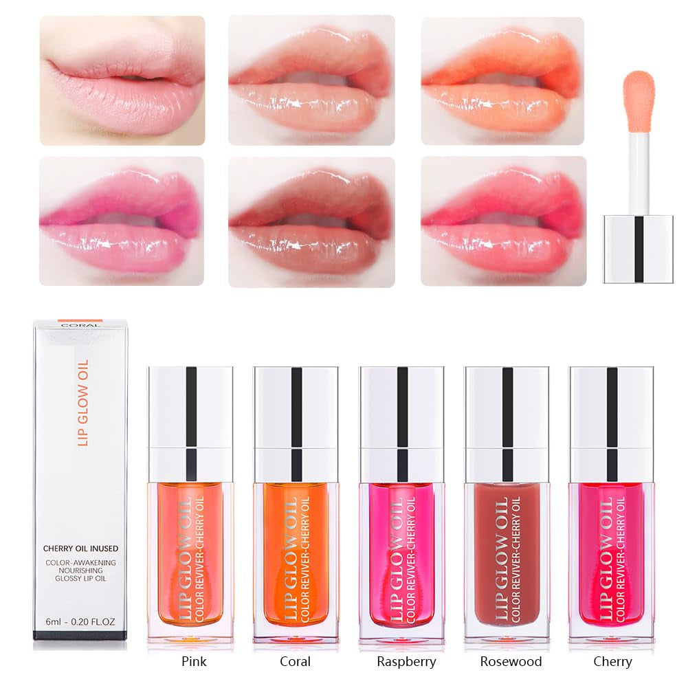💖 Hydrating Lip Glow Oil – Moisturizing & Plumping Lip Gloss | Transparent Lip Gloss for Soft, Shiny, and Luminous Lips