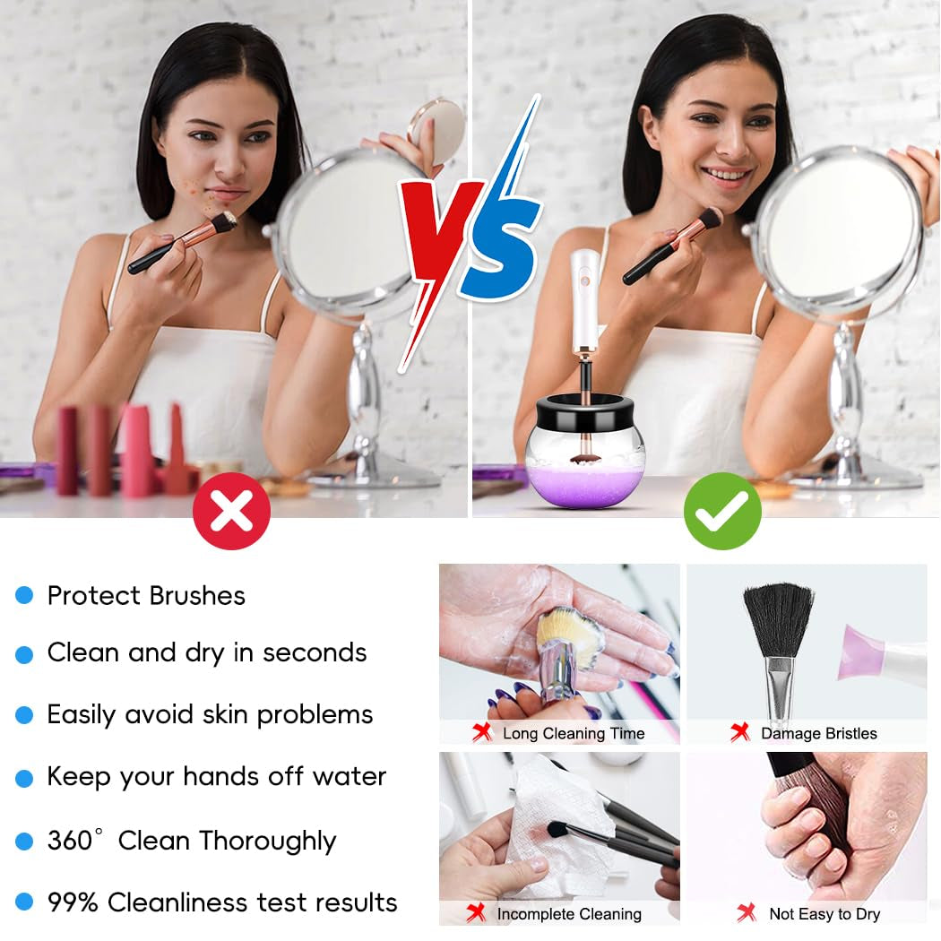 💨 Electric Makeup Brush Cleaner & Dryer Machine (White/Black)