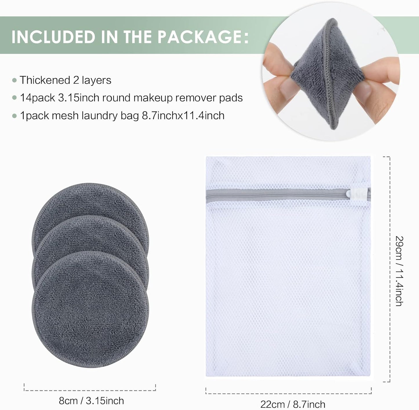 ♻️ Reusable Makeup Remover Pads (14-Pack + Laundry Bag) Soft | Eco-Friendly | Skin-Loving | 1,000 Uses