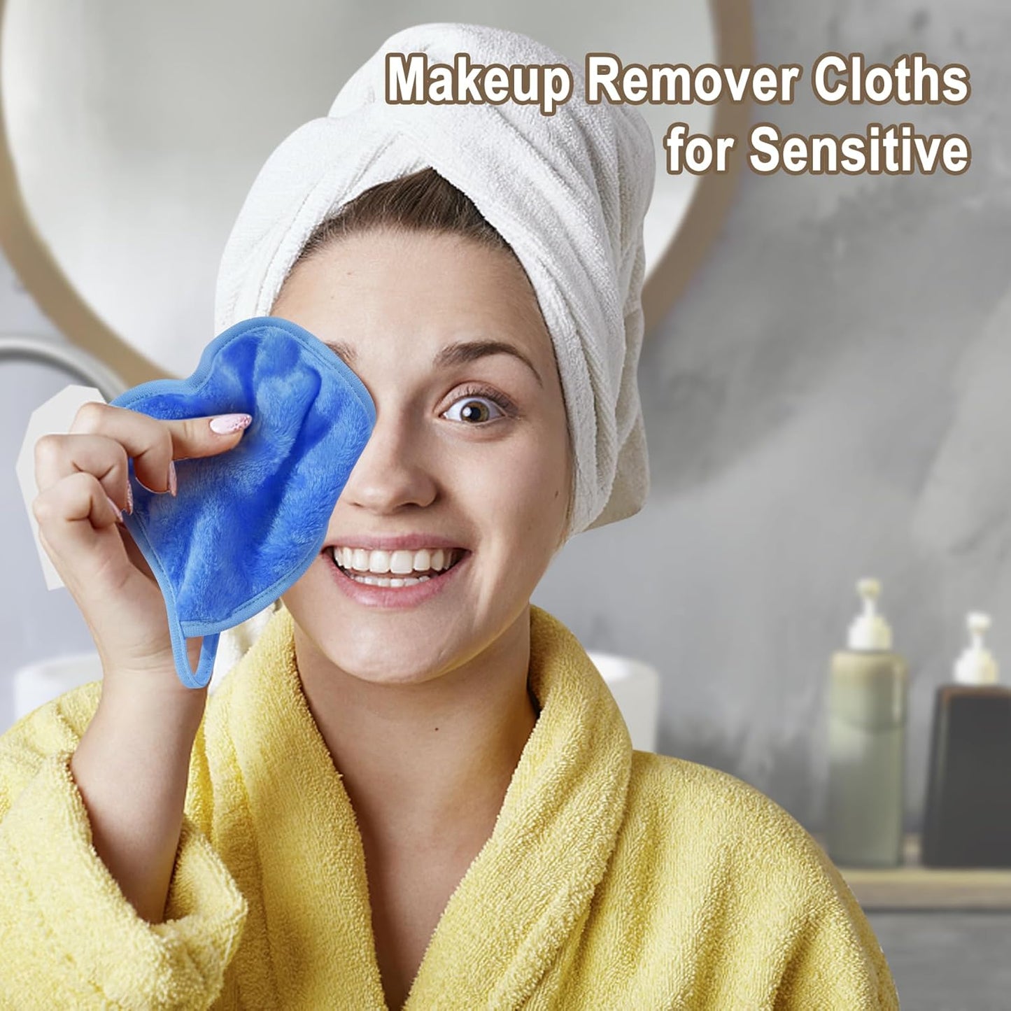 KODAMO Makeup Remover Cloths | 12 Pack Reusable Makeup Remover Pads with Travel Bag | Soft, Hypoallergenic, Eco-Friendly Microfiber Face Wash Cloths | Removes Makeup with Just Water | 6” x 6”