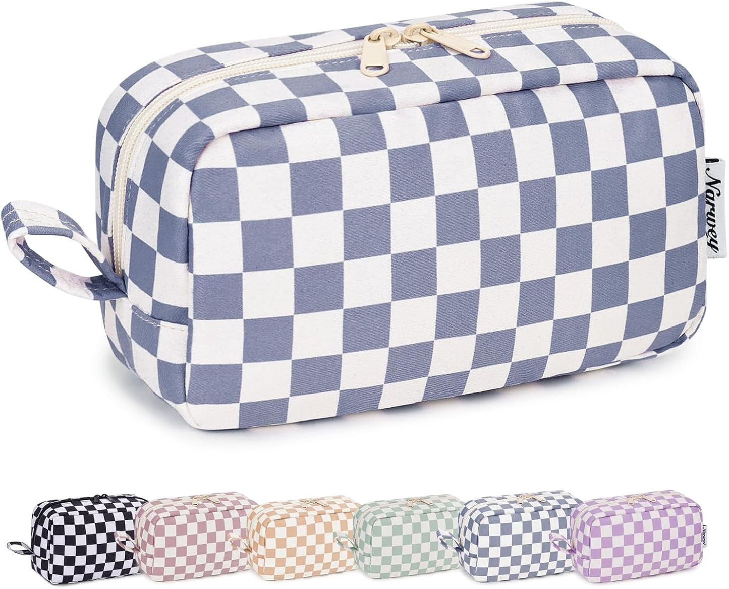 β¨ Checkered Makeup Bag β Travel-Ready & Cute AF (Various colors Large/Small)
