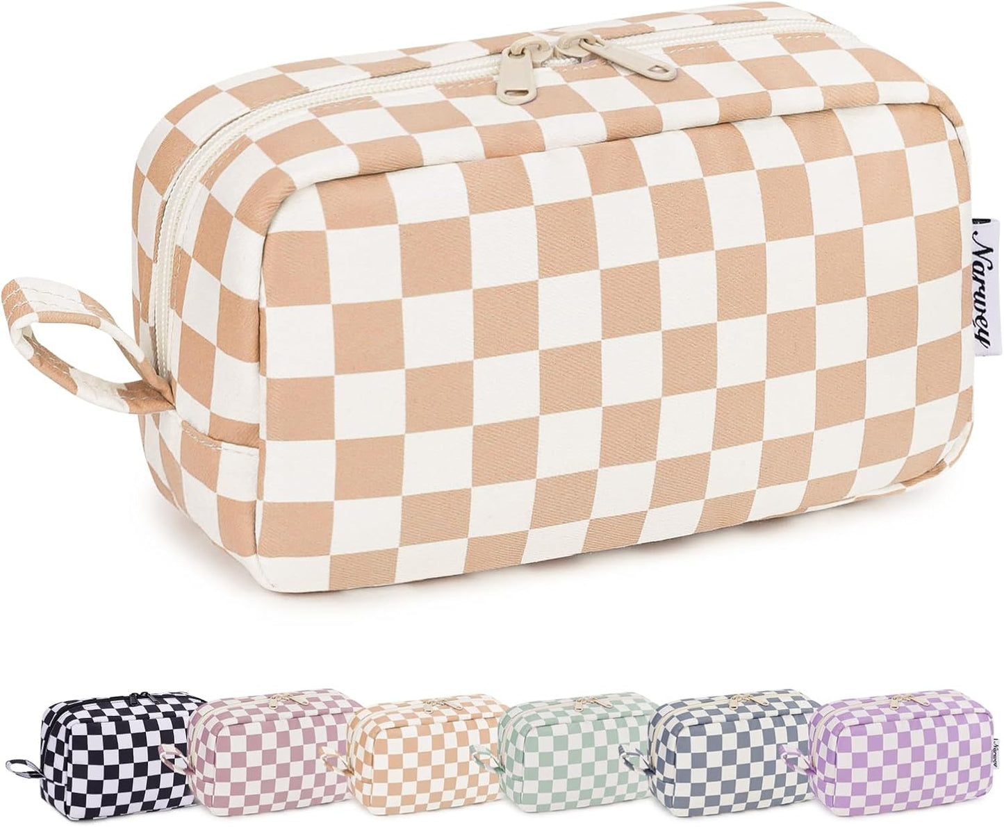 β¨ Checkered Makeup Bag β Travel-Ready & Cute AF (Various colors Large/Small)