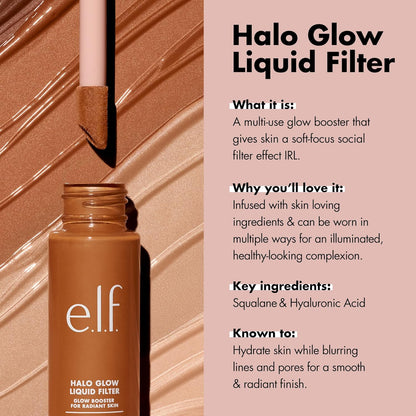 e.l.f. Halo Glow Liquid Filter - Complexion Booster for a Glowing, Soft-Focus Look, Infused with Hyaluronic Acid, Vegan & Cruelty-Free (12 Shades)
