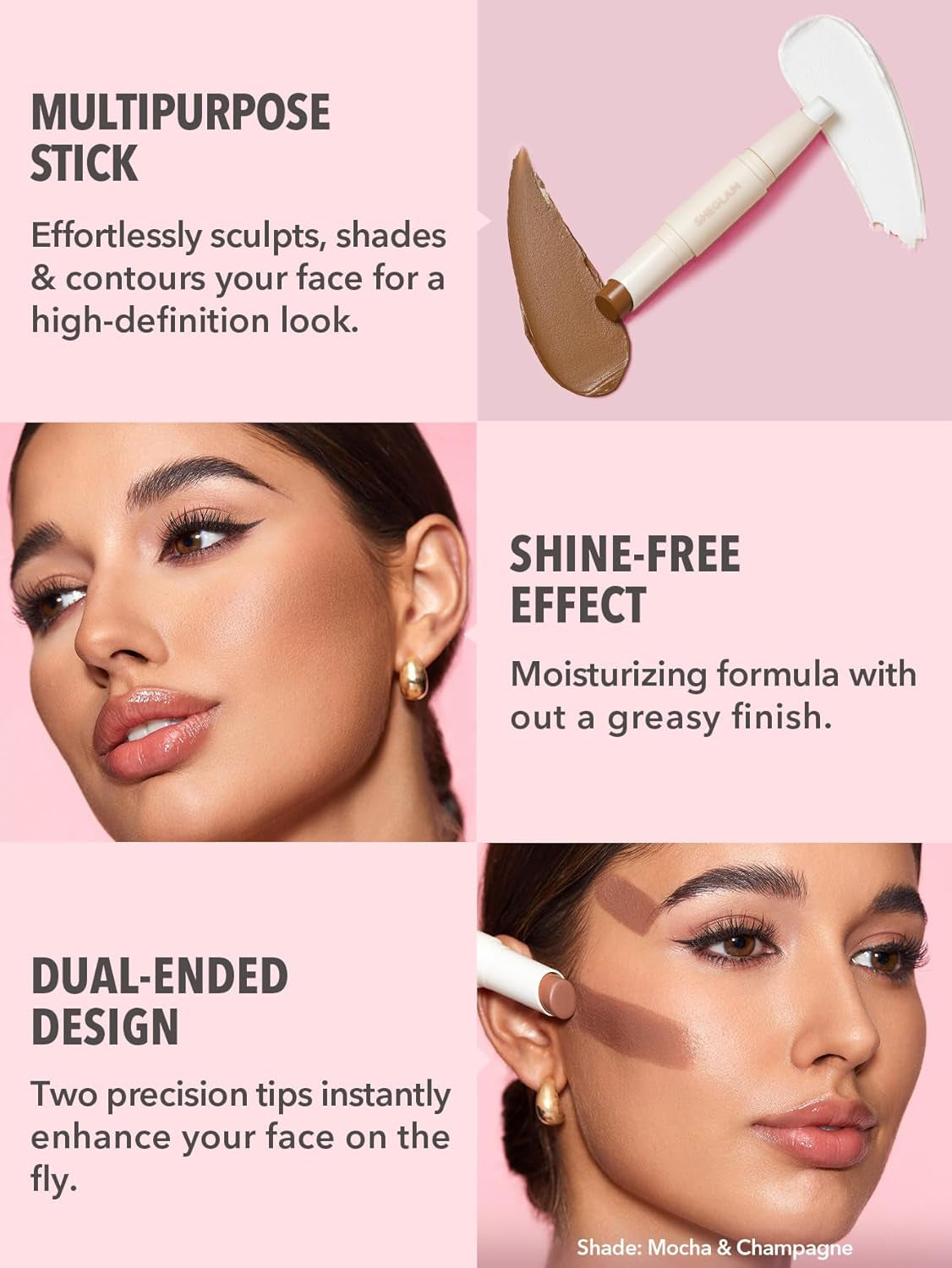 SHEGLAM 2-in-1 Dual Head Cream Contour & Highlighter Stick – Pearl & Sand