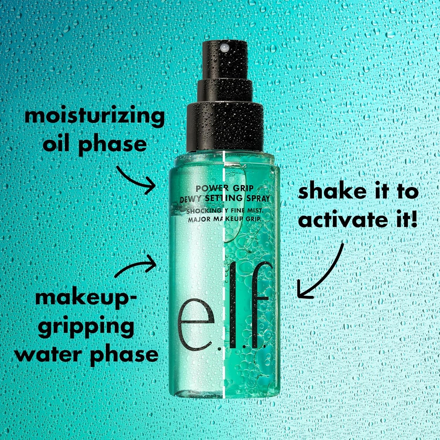 e.l.f. Power Grip Dewy Setting Spray – 2.7 fl oz | Ultra-Fine Mist with Aloe & Hyaluronic Acid for Long-Lasting, Dewy Makeup Finish