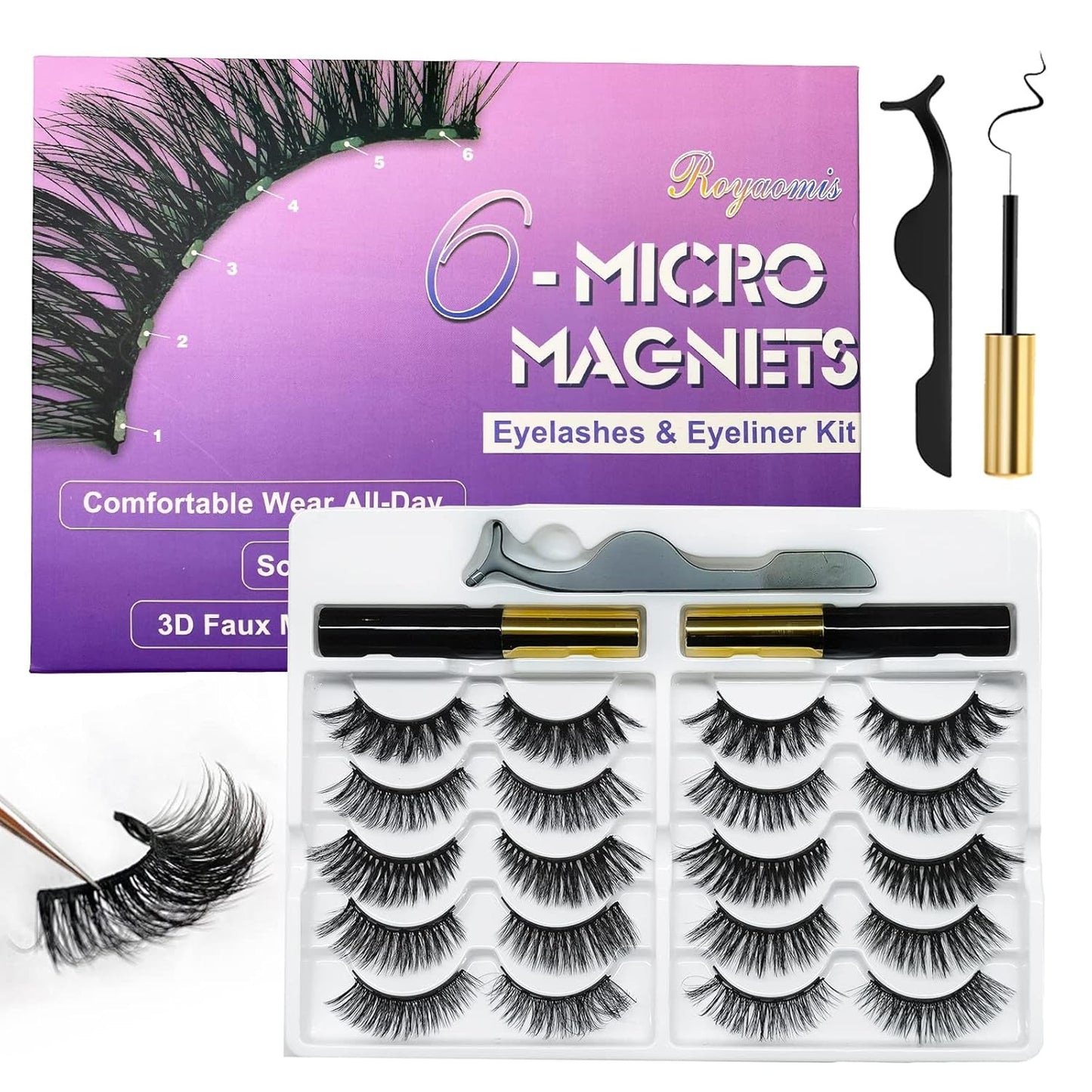  👁️ 10 Pairs Cat-Eye Magnetic Lashes with Eyeliner – Natural Look | 5 Styles