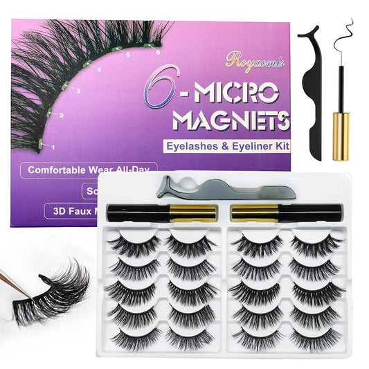  👁️ 10 Pairs Cat-Eye Magnetic Lashes with Eyeliner – Natural Look | 5 Styles