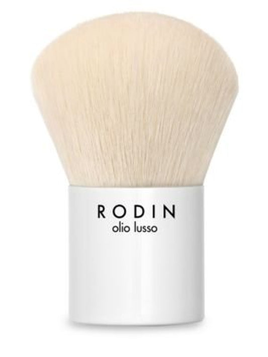 Luxury Kabuki Brush – White Cashmere Synthetic Bristles, High Gloss White Base, Ideal for Illuminating Powder Application