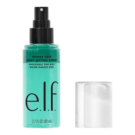 e.l.f. Power Grip Dewy Setting Spray – 2.7 fl oz | Ultra-Fine Mist with Aloe & Hyaluronic Acid for Long-Lasting, Dewy Makeup Finish