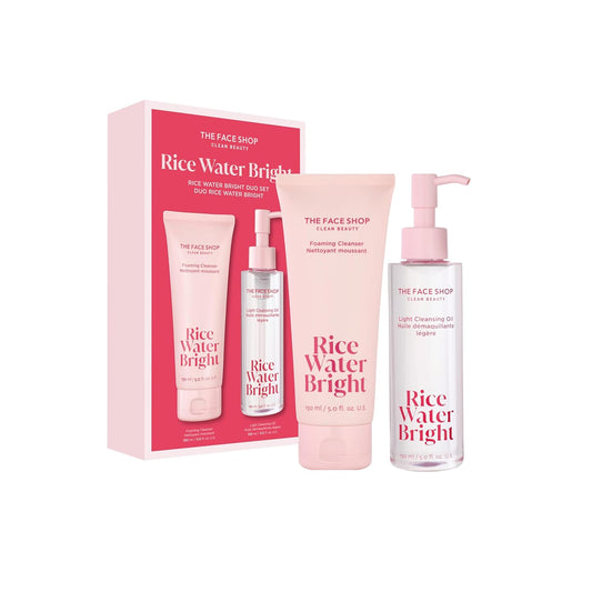 Rice Water Bright Double Cleansing Duo Set – Korean Skincare, Vegan, Hydrating & Pore-Perfecting