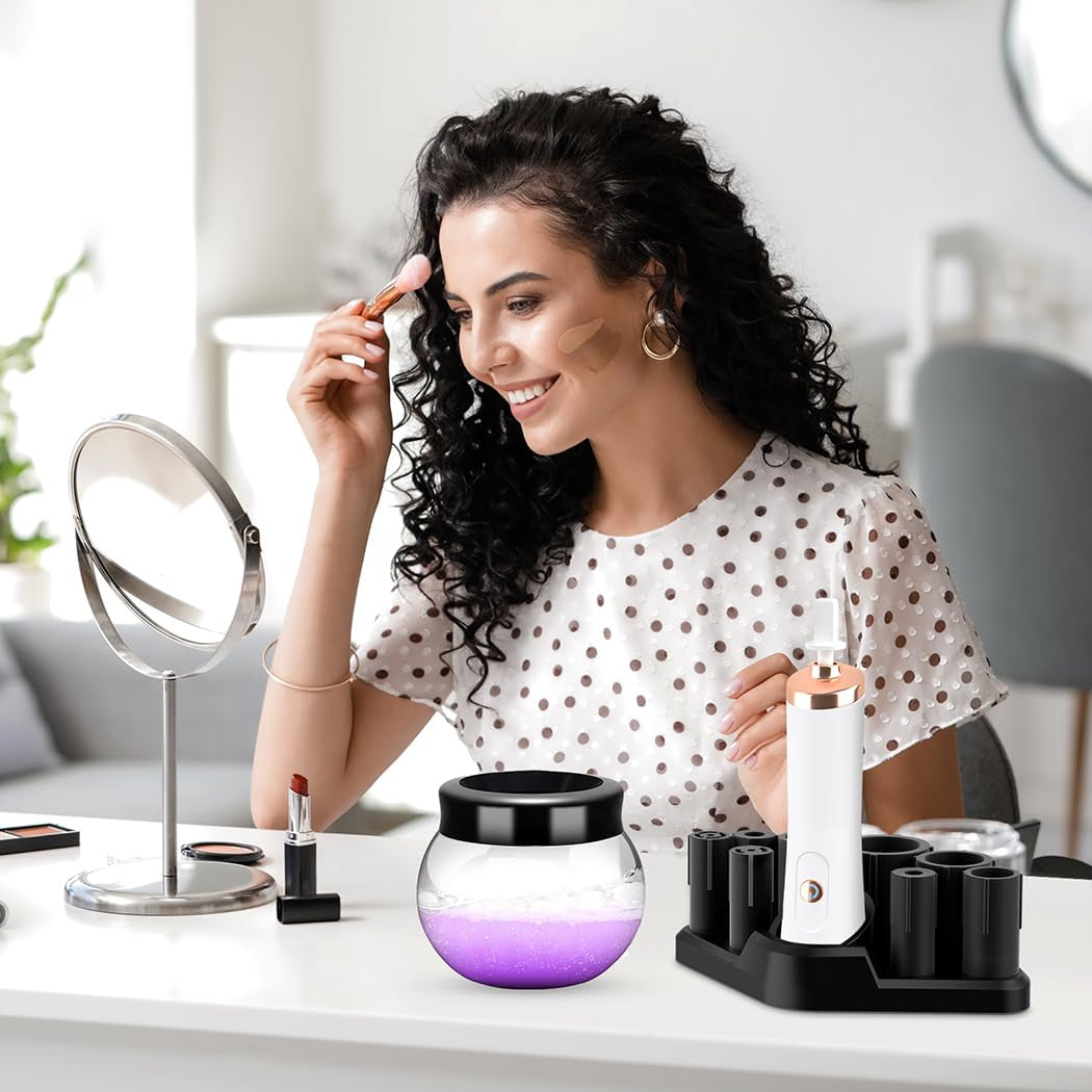 💨  Electric Makeup Brush Cleaner & Dryer Machine (White/Black)