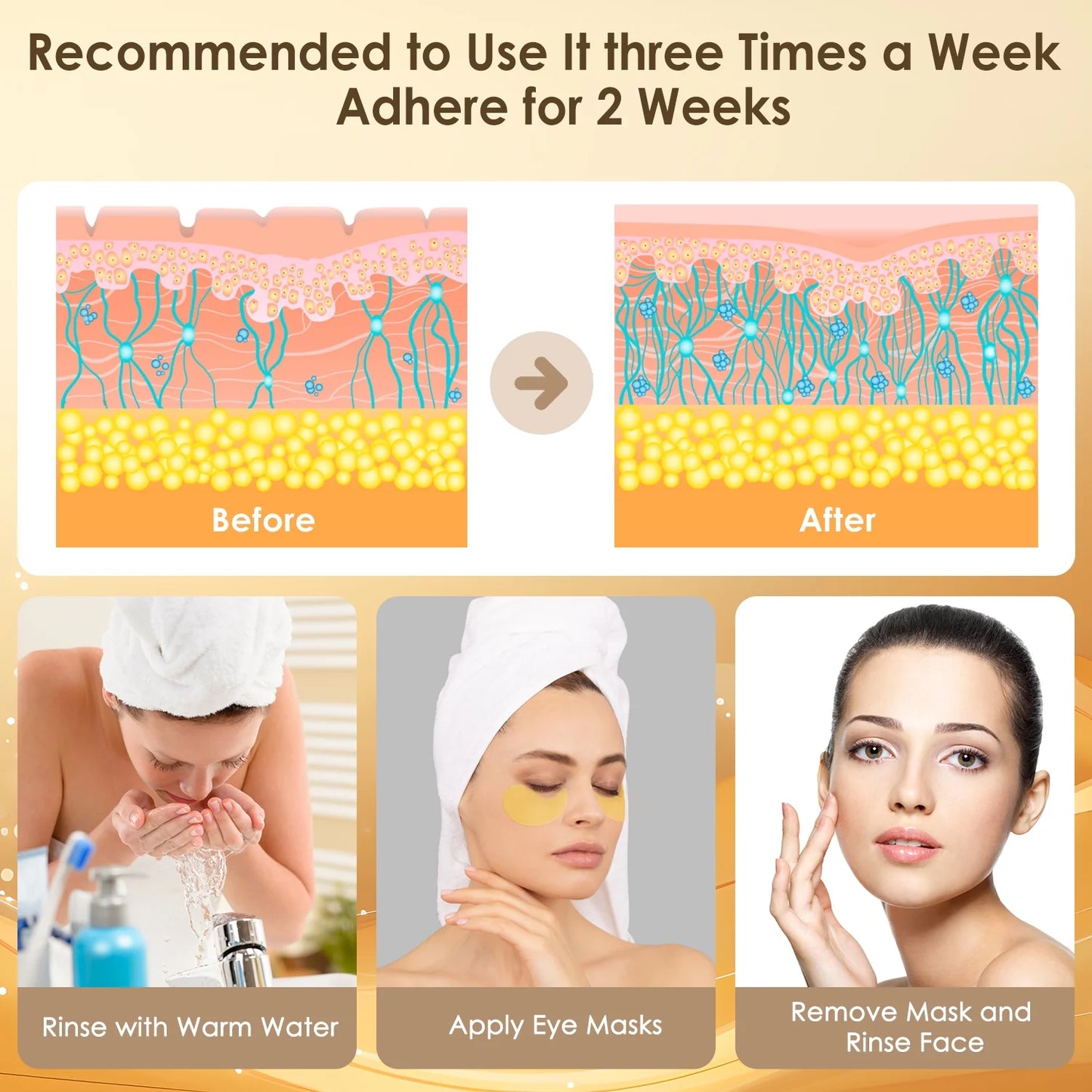 ✨ 24K Gold Collagen Eye Mask – 60 Pcs
