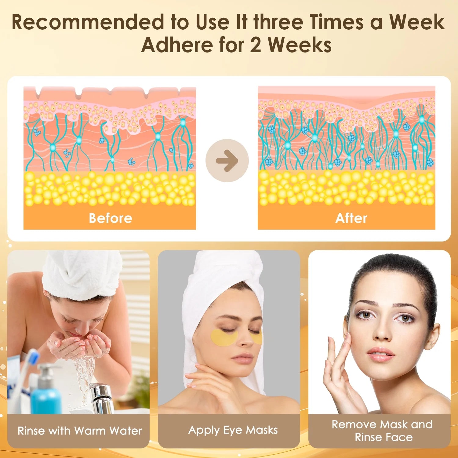 ✨ 24K Gold Collagen Eye Mask – 60 Pcs